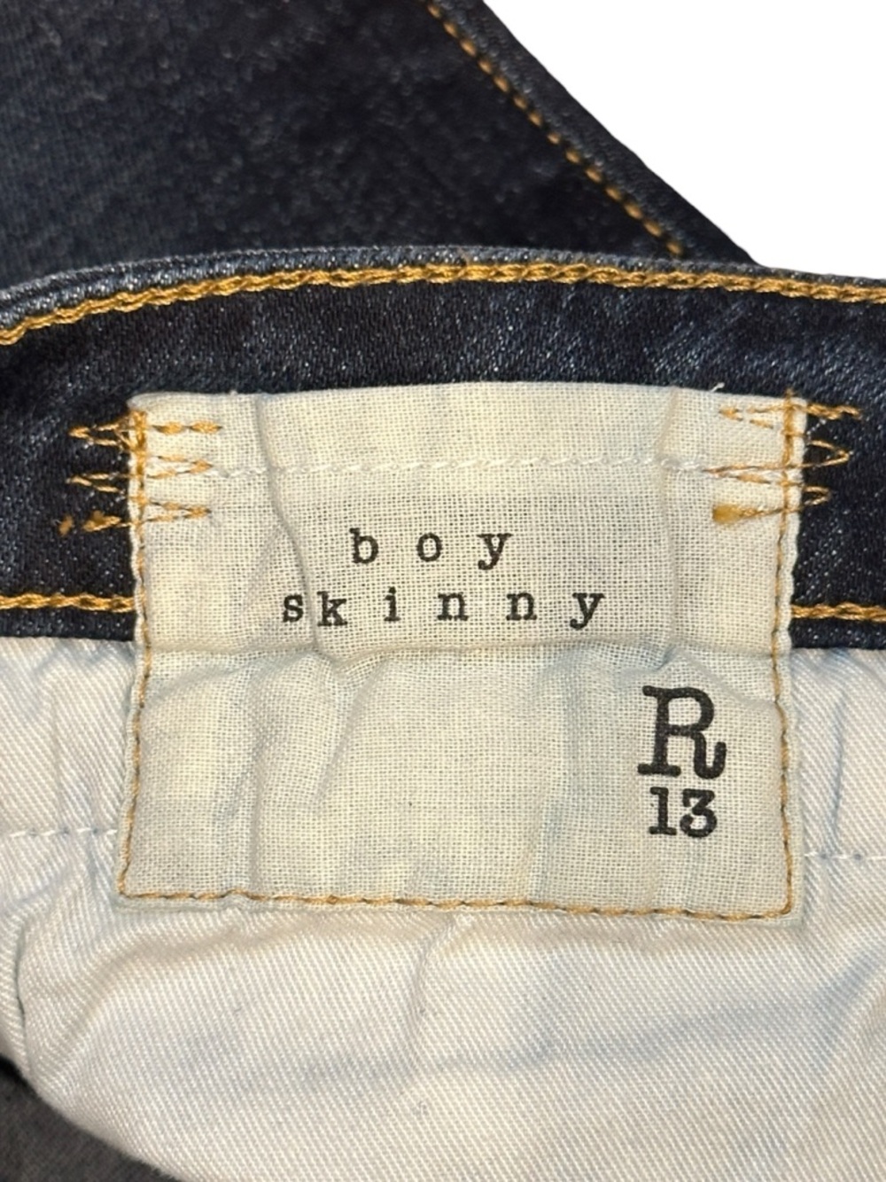 R13 Boy Skinny Mid Rise Jeans in Howell Indigo Dark Wash Women’s 31 $495 - Picture 6 of 9